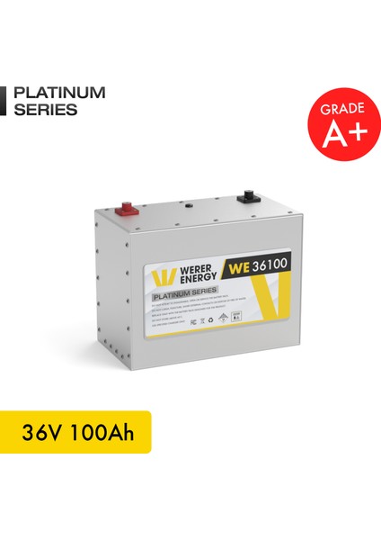 36V 100Ah LiFePO4 Platinum Series Bluetooth'lu Lityum Demir Fosfat Akü