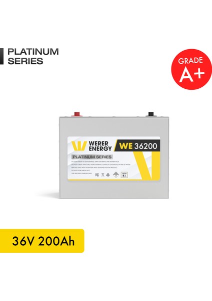 36V 200Ah LiFePO4 Platinum Series Bluetooth'lu Lityum Demir Fosfat Akü