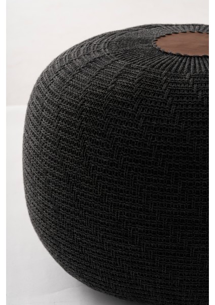 Butapuf Buta Knit Splay Modern Coco Triko Yuvarlak Deri Detaylı El Işçiliği Iç ve Dış Mekana Uygun Örgü Puf modelleri