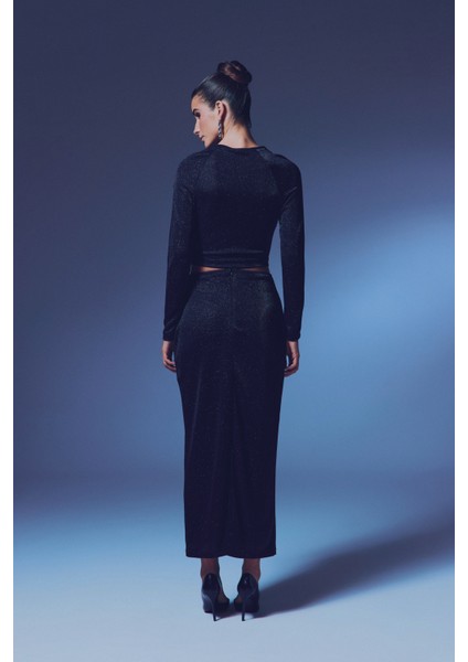 Simli Midi Etek - Siyah indirimleri