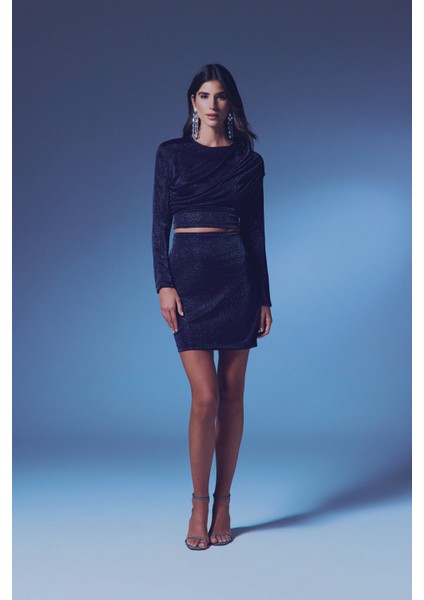 Simli Mini Etek - Lacivert fiyatları