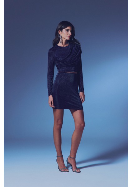 Simli Mini Etek - Lacivert modelleri