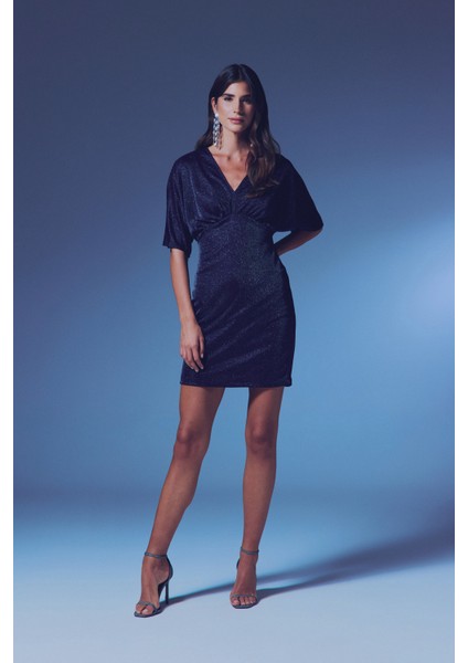 Simli Mini Elbise - Lacivert modelleri