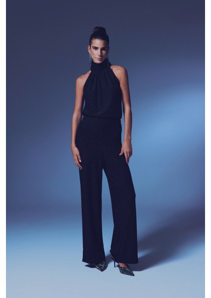 Simli Salaş Pantolon - Siyah