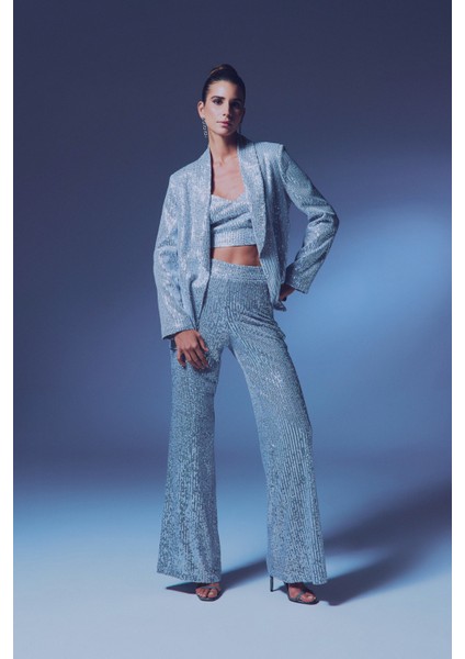 Payetli Salaş Pantolon - Gümüş fiyatları