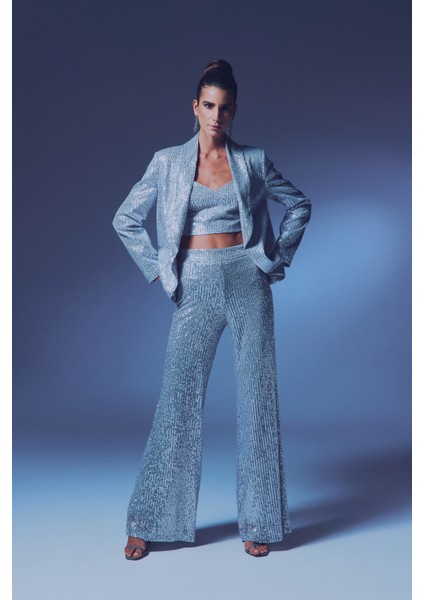 Payetli Salaş Pantolon - Gümüş modelleri