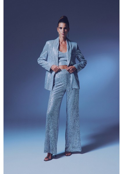 Payetli Salaş Pantolon - Gümüş fırsatları