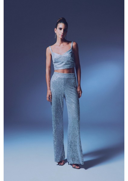 Payetli Salaş Pantolon - Gümüş indirimleri