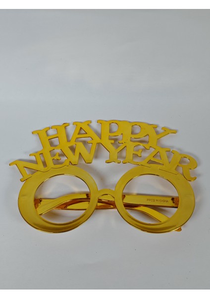 Gold Renk Yılbaşı Noel Gözlük - Happy New Year Gözlük - Yeni Yıl Parti Gözlüğü