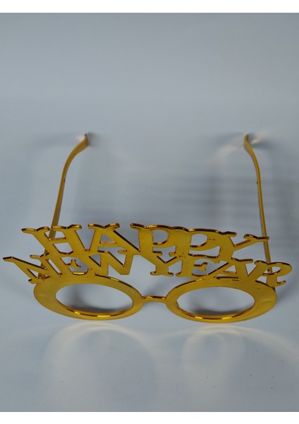 Gold Renk Yılbaşı Noel Gözlük - Happy New Year Gözlük - Yeni Yıl Parti Gözlüğü