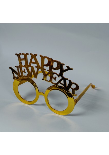 Gold Renk Yılbaşı Noel Gözlük - Happy New Year Gözlük - Yeni Yıl Parti Gözlüğü