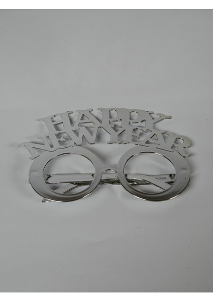 Gümüş Renk Yılbaşı Noel Gözlük - Happy New Year Gözlük - Yeni Yıl Parti Gözlüğü