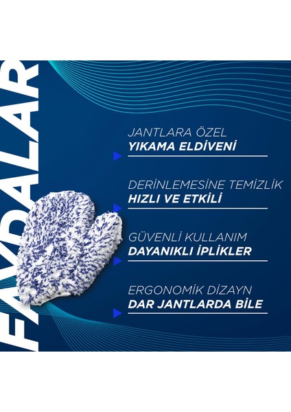 Q²m Wheelmitt Evo Jantlara Özel Dayanıklı Yıkama Eldiveni - 1250 Gsm modelleri