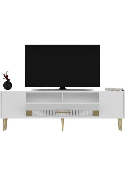 DEKOLP4CT Tv Sehpası Beyaz-Altın fırsatları