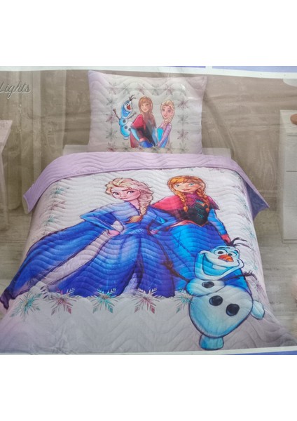 Disney Ranforce Tek Kişilik Yatak Örtüsü Lila Frozen Frosted