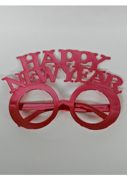 Kırmızı Renk Yılbaşı Noel Gözlük - Happy New Year Gözlük - Yeni Yıl Parti Gözlüğü