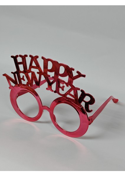 Kırmızı Renk Yılbaşı Noel Gözlük - Happy New Year Gözlük - Yeni Yıl Parti Gözlüğü