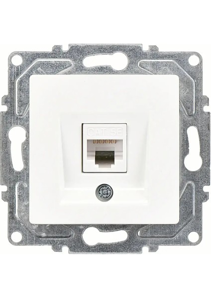 Eqona Radius Neoline Tekli Data Prizi (RJ45 CAT5E) Beyaz (Mekanizma + Tuşkapak)