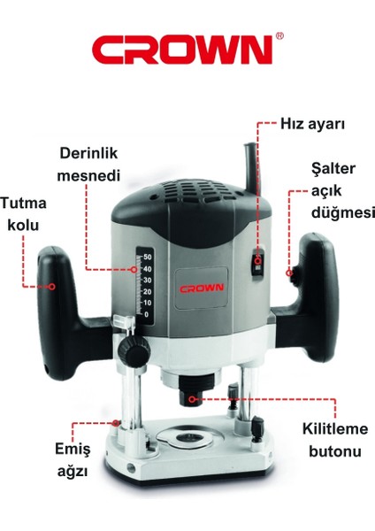 Freze Makinası 1050W CT11012 | Bakır Sargılı Devir Ayarlı El Frezesi