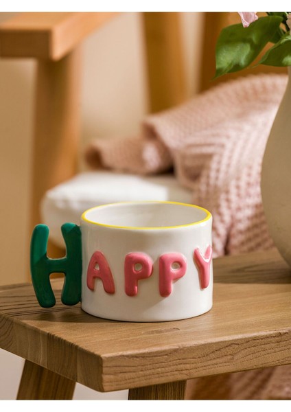 Lcw Home Ekru Yazı Baskılı Seramik Kupa 450 ml