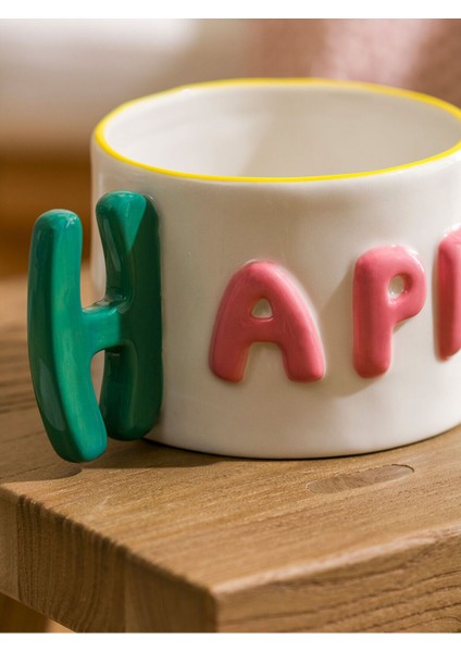 Lcw Home Ekru Yazı Baskılı Seramik Kupa 450 ml modelleri