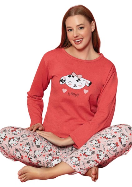 Kadın 2 Iplik Genç Uzun Kol Kışlık Pijama Takım 379-1
