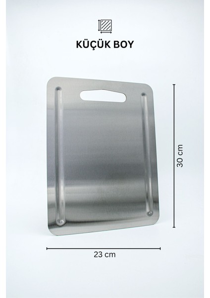 KitchenPro Paslanmaz Çelik Kesme Tahtası (Küçük Boy - 23x30 Cm)