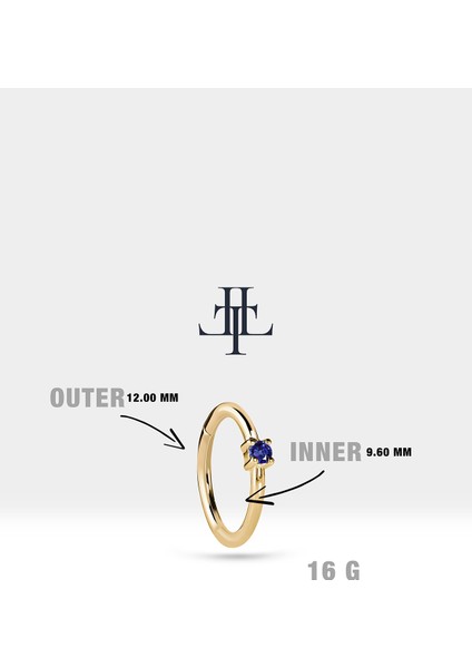 Safirli Halka Piercing Küpe, 12 mm , 1.2 Mm, 14K Sarı-Beyaz-Kırmızı Altın | LE00001S fiyatları