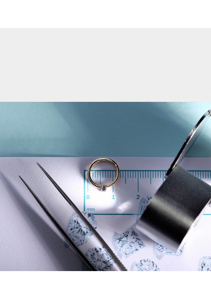 Safirli Halka Piercing Küpe, 12 mm , 1.2 Mm, 14K Sarı-Beyaz-Kırmızı Altın | LE00001S fırsatları