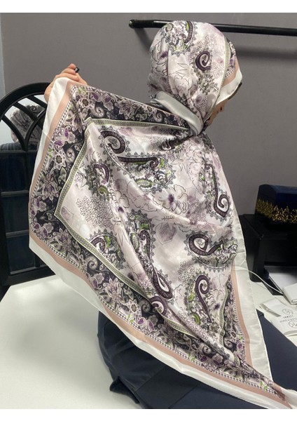 Aminenesil Modakaşmir Etnik Desen Soft Pamuk Şal Bej Renk