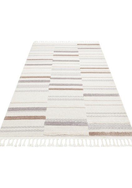 Terazzo Koleksiyonu Etnik Modern Desenli Halı TRZ01 Beyaz Gri