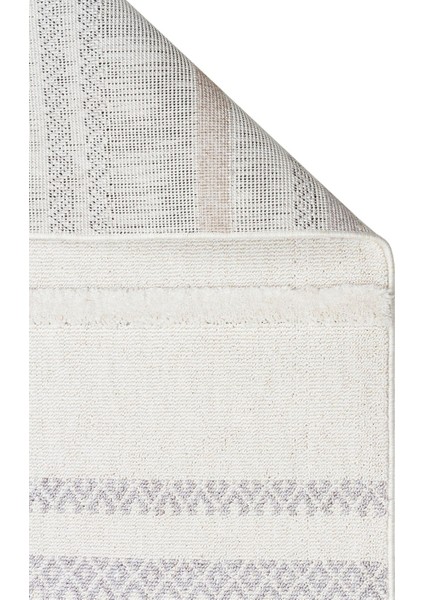Terazzo Koleksiyonu Etnik Modern Desenli Halı TRZ01 Beyaz Gri