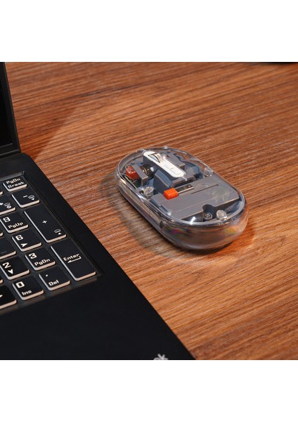 SM-BT29 Glassy USB Gri Transparan 2in1 Bluetooth ve 2.4ghz Kablosuz Mouse