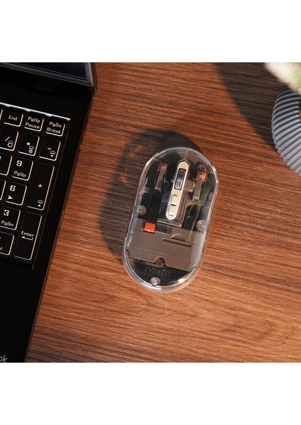 SM-BT29 Glassy USB Gri Transparan 2in1 Bluetooth ve 2.4ghz Kablosuz Mouse