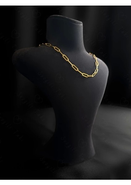 Paperclip Kabartma Çocuk Gold Çelik Zincir Kolye | Ida Serisi fiyatları