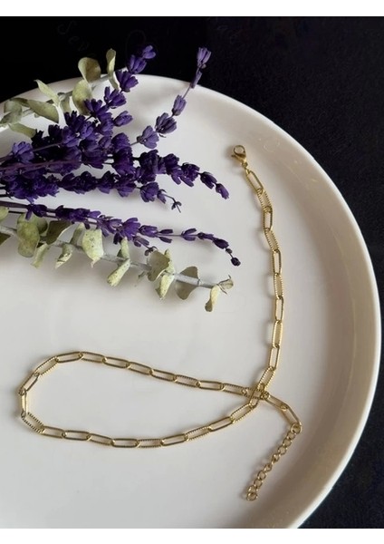 Paperclip Kabartma Çocuk Gold Çelik Zincir Kolye | Ida Serisi modelleri
