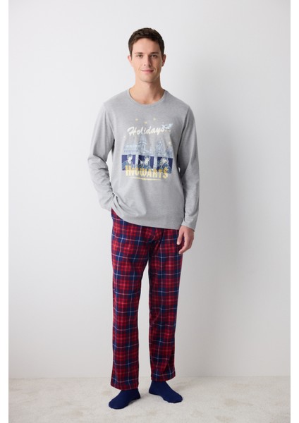 New York Hogwarts Çok Renkli Pantolon Pijama Takımı