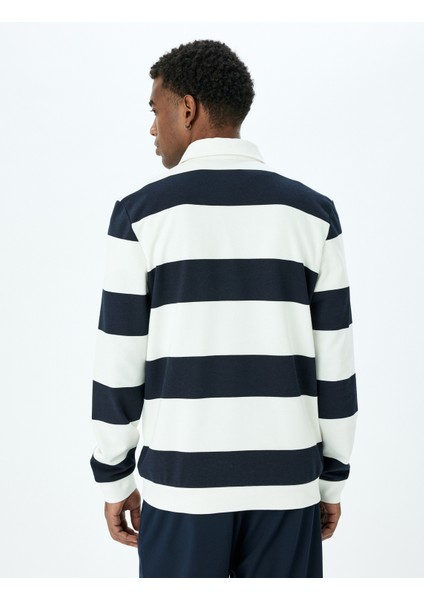 Çizgili Uzun Kollu Pamuk Karışımlı Polo Yaka Sweatshirt fırsatları