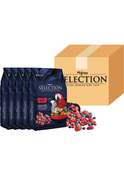 Selection Gerçek Meyve Parçalı Papağan Yemi 750gr ( 5 Li Paket )