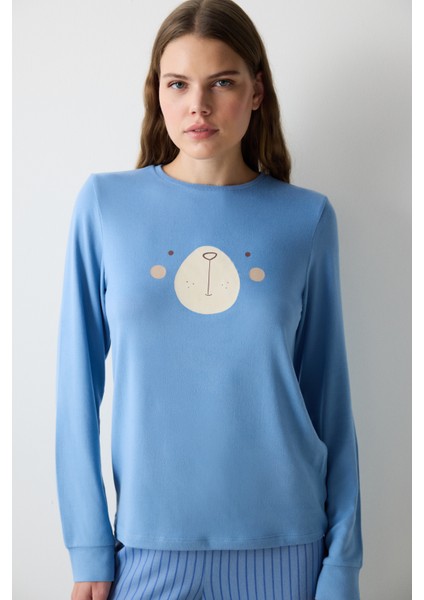 Cute Bear Açık Gri Pantolon Pijama Takımı fiyatları