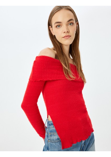 Madonna Yaka Uzun Kollu Yırtmaç Detaylı Tişört fiyatları