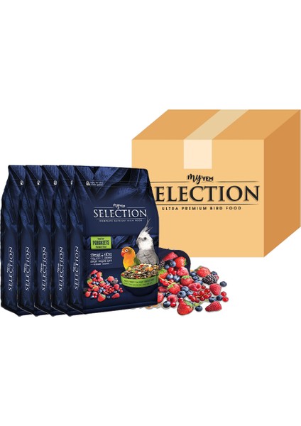 Selection Gerçek Meyve Parçalı Paraket Yemi 1kg ( 5 Li Paket )