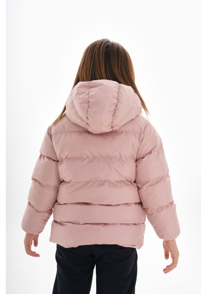 Kız Çocuk Pembe Dolumlu Iç Polarlı Kapüşonlu Kışlık Şişme Çocuk Mont Kaban modelleri