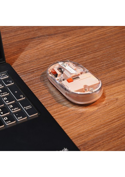 SM-BT29 Glassy Rose Gold Transparan 2in1 Bluetooth ve 2.4ghz Kablosuz Mouse