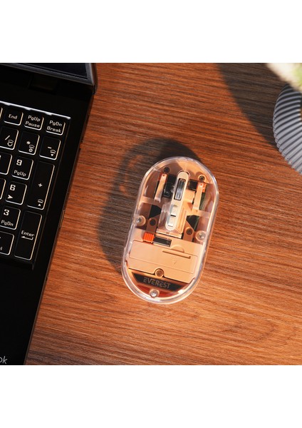 SM-BT29 Glassy Rose Gold Transparan 2in1 Bluetooth ve 2.4ghz Kablosuz Mouse