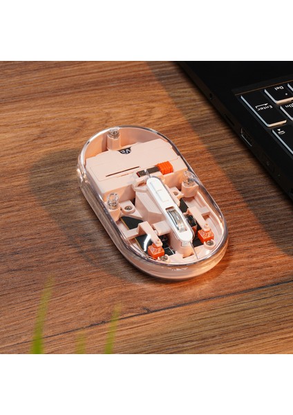 SM-BT29 Glassy Rose Gold Transparan 2in1 Bluetooth ve 2.4ghz Kablosuz Mouse