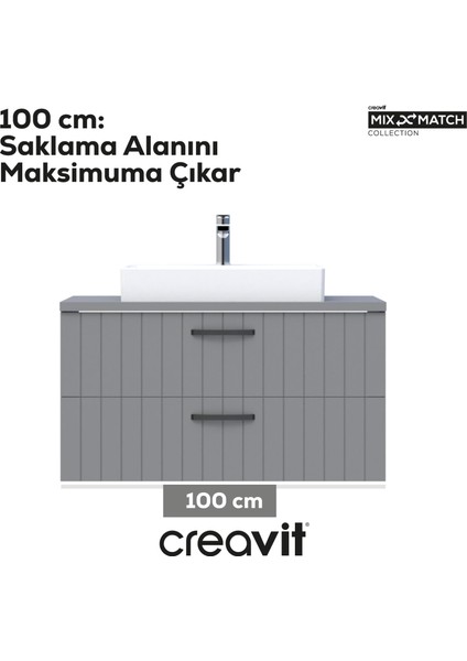 D10 Next Lavabo Dolabı Iki Çekmeceli 100 cm Lake Kapak