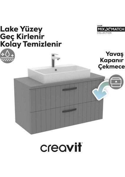 D10 Next Lavabo Dolabı Iki Çekmeceli 100 cm Lake Kapak