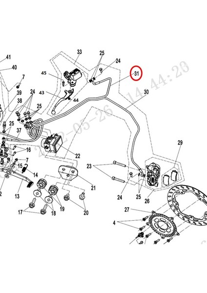 Cfmoto 250SR 2020-2025 Ön Üst Fren Hidrolik Hortumu Borusu A