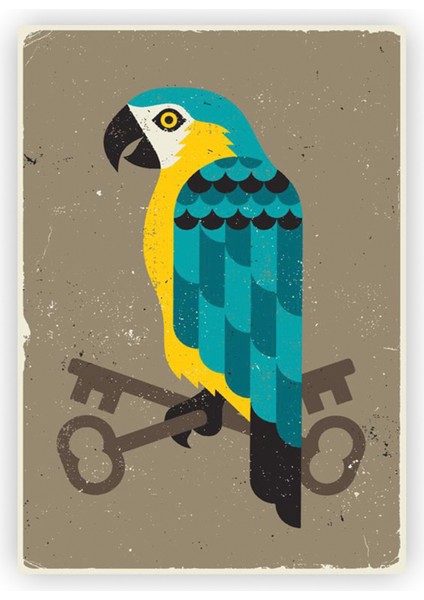 Anahtarlı Papağan Ahşap Poster 20X29 cm